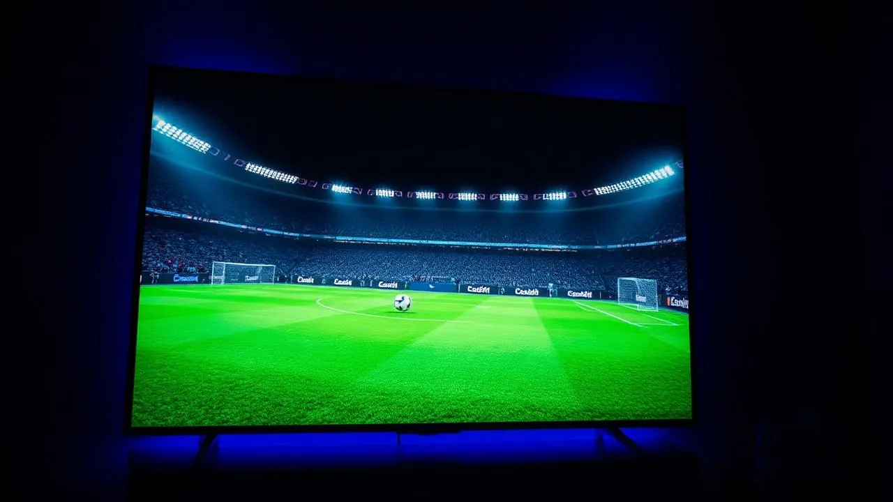 TV 4K transmitindo jogo de futebol pelo HD Player IPTV